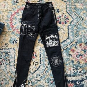 Black dolls kill Graphic Patchwork Pants